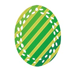 Green And Yellow Lines Ornament (oval Filigree)  by Valentinaart