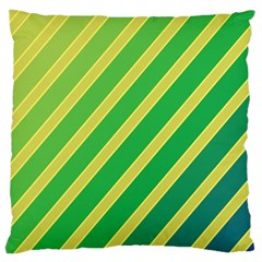 Green And Yellow Lines Large Cushion Case (two Sides) by Valentinaart