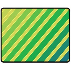 Green And Yellow Lines Double Sided Fleece Blanket (medium)  by Valentinaart