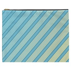 Blue Elegant Lines Cosmetic Bag (xxxl)  by Valentinaart