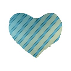 Blue Elegant Lines Standard 16  Premium Heart Shape Cushions by Valentinaart