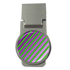 Purple and green lines Money Clips (Round) 