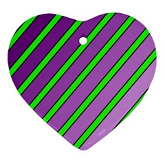 Purple and green lines Heart Ornament (2 Sides)