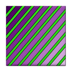 Purple And Green Lines Face Towel by Valentinaart