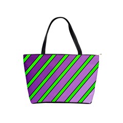 Purple and green lines Shoulder Handbags