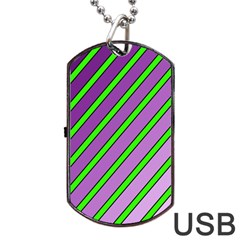 Purple and green lines Dog Tag USB Flash (One Side)