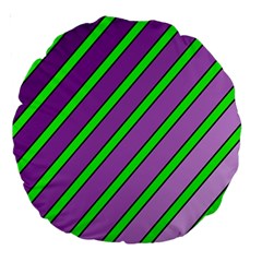 Purple and green lines Large 18  Premium Round Cushions