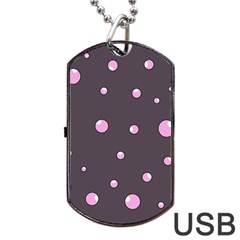 Pink Bubbles Dog Tag Usb Flash (one Side) by Valentinaart