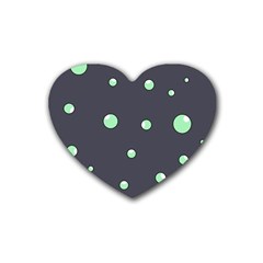 Green Bubbles Rubber Coaster (heart)  by Valentinaart