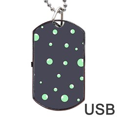 Green Bubbles Dog Tag Usb Flash (two Sides)  by Valentinaart