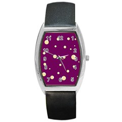 Purple And Yellow Bubbles Barrel Style Metal Watch by Valentinaart