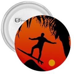 Man Surfing At Sunset Graphic Illustration 3  Buttons by dflcprints