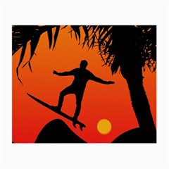 Man Surfing At Sunset Graphic Illustration Small Glasses Cloth by dflcprints