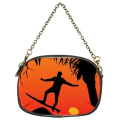 Man Surfing At Sunset Graphic Illustration Chain Purses (two Sides)  by dflcprints