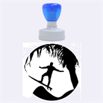 Man Surfing at Sunset Graphic Illustration Rubber Round Stamps (Large) 1.875 x1.875  Stamp