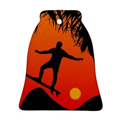 Man Surfing At Sunset Graphic Illustration Ornament (bell) 