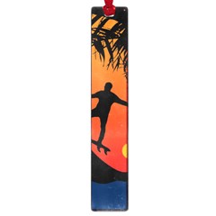 Man Surfing At Sunset Graphic Illustration Large Book Marks by dflcprints