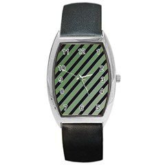 Green Elegant Lines Barrel Style Metal Watch by Valentinaart