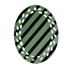 Green Elegant Lines Oval Filigree Ornament (2-side) 