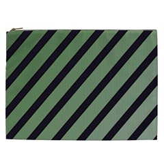 Green Elegant Lines Cosmetic Bag (xxl)  by Valentinaart