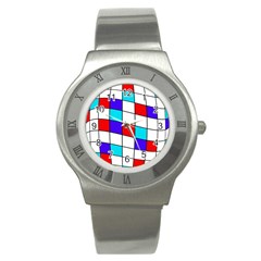 Colorful Cubes  Stainless Steel Watch by Valentinaart