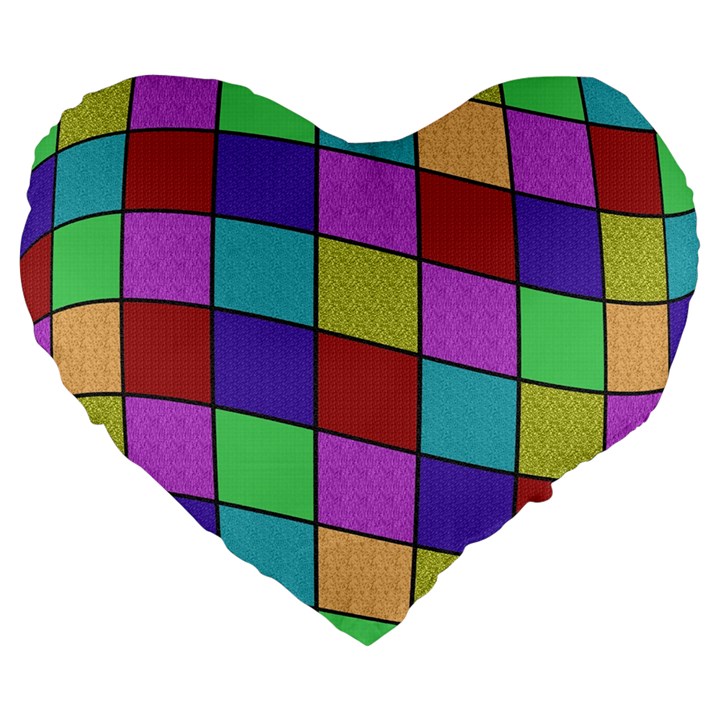 Colorful cubes  Large 19  Premium Heart Shape Cushions