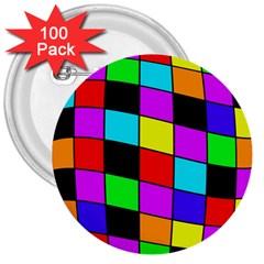 Colorful Cubes  3  Buttons (100 Pack) 