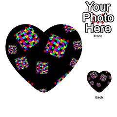 Flying  Colorful Cubes Multi-purpose Cards (heart)  by Valentinaart