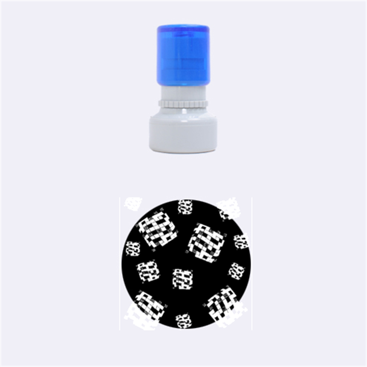 Flying  colorful cubes Rubber Round Stamps (Small)