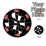 Black and white abstract flower Playing Cards 54 (Round)  Front - Heart10