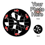 Black and white abstract flower Playing Cards 54 (Round)  Front - HeartJ