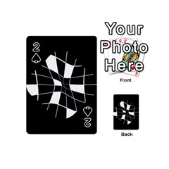 Black And White Abstract Flower Playing Cards 54 (mini)  by Valentinaart