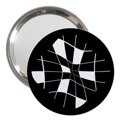 Black And White Abstract Flower 3  Handbag Mirrors by Valentinaart