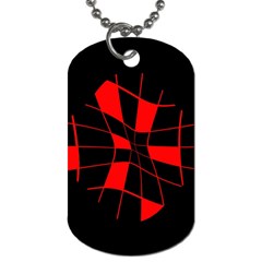 Red Abstract Flower Dog Tag (two Sides) by Valentinaart