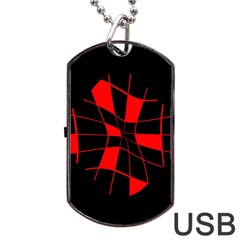 Red Abstract Flower Dog Tag Usb Flash (two Sides)  by Valentinaart