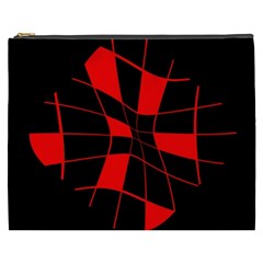 Red Abstract Flower Cosmetic Bag (xxxl)  by Valentinaart