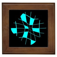 Blue Abstract Flower Framed Tiles by Valentinaart