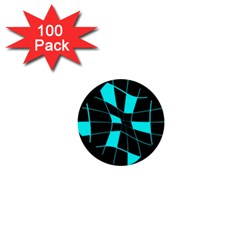 Blue Abstract Flower 1  Mini Buttons (100 Pack) 