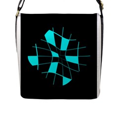 Blue Abstract Flower Flap Messenger Bag (l)  by Valentinaart