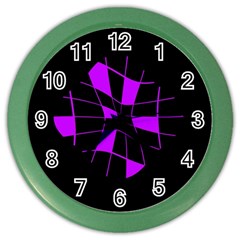 Purple Abstract Flower Color Wall Clocks by Valentinaart