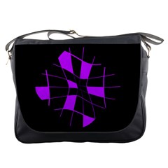 Purple Abstract Flower Messenger Bags by Valentinaart