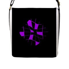 Purple Abstract Flower Flap Messenger Bag (l)  by Valentinaart