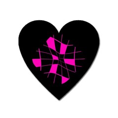 Pink Abstract Flower Heart Magnet