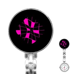 Pink Abstract Flower Stainless Steel Nurses Watch by Valentinaart