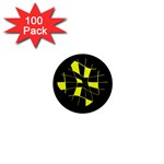 Yellow abstract flower 1  Mini Magnets (100 pack)  Front