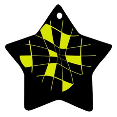 Yellow Abstract Flower Star Ornament (two Sides)  by Valentinaart