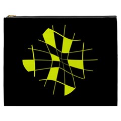 Yellow Abstract Flower Cosmetic Bag (xxxl)  by Valentinaart