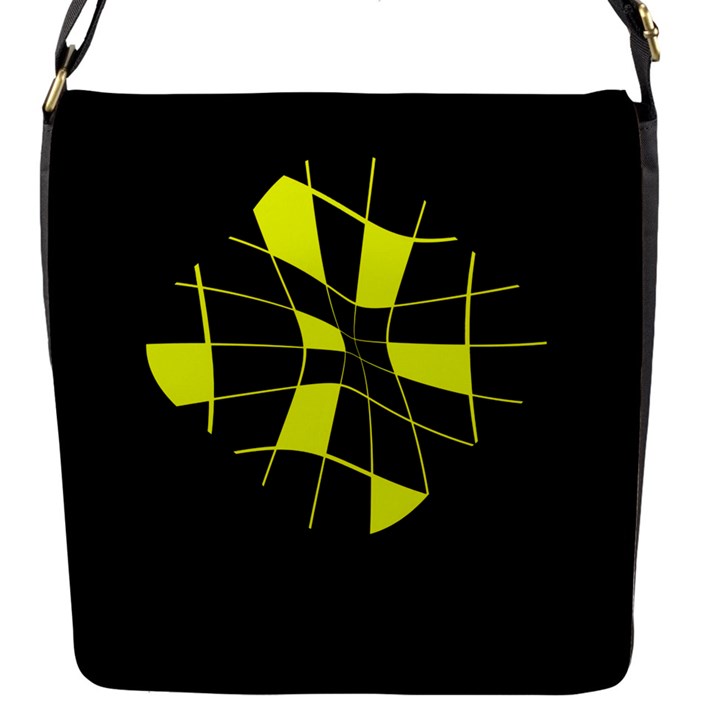 Yellow abstract flower Flap Messenger Bag (S)