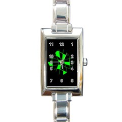 Green abstract flower Rectangle Italian Charm Watch