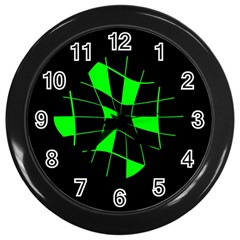 Green abstract flower Wall Clocks (Black)